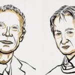 A sketch of 2024 Nobel prize winners John Hopfield and Geoffrey Hinton.